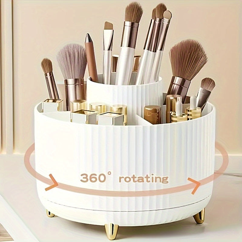 360° Rotating Makeup Organizer with 5 Compartments Storage