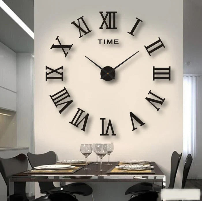 Decorative Wall Clock with Roman Numerals – Silent Quartz Clock for Modern Interiors