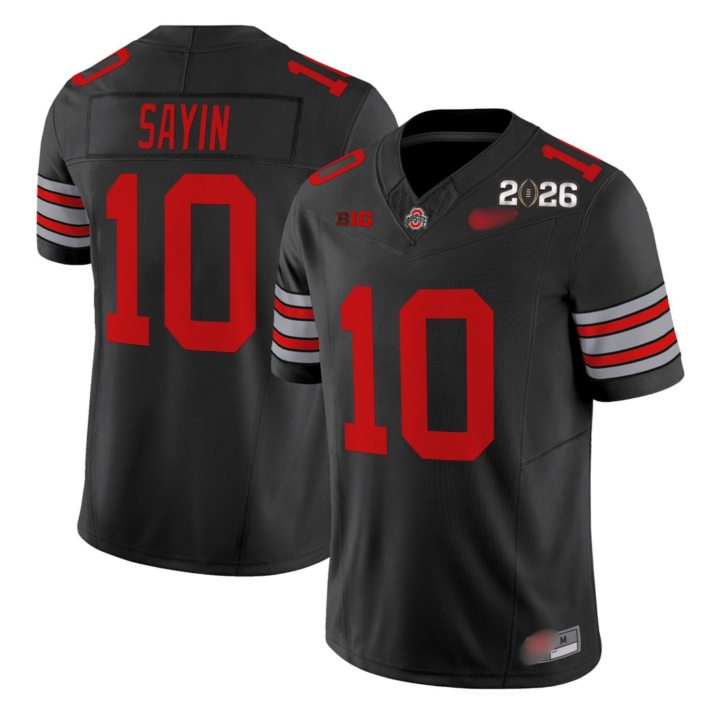 O.S Buckeyes #10 Julian Sayin ‘Heritage Stripe’ 2026 Fan Jersey - Black