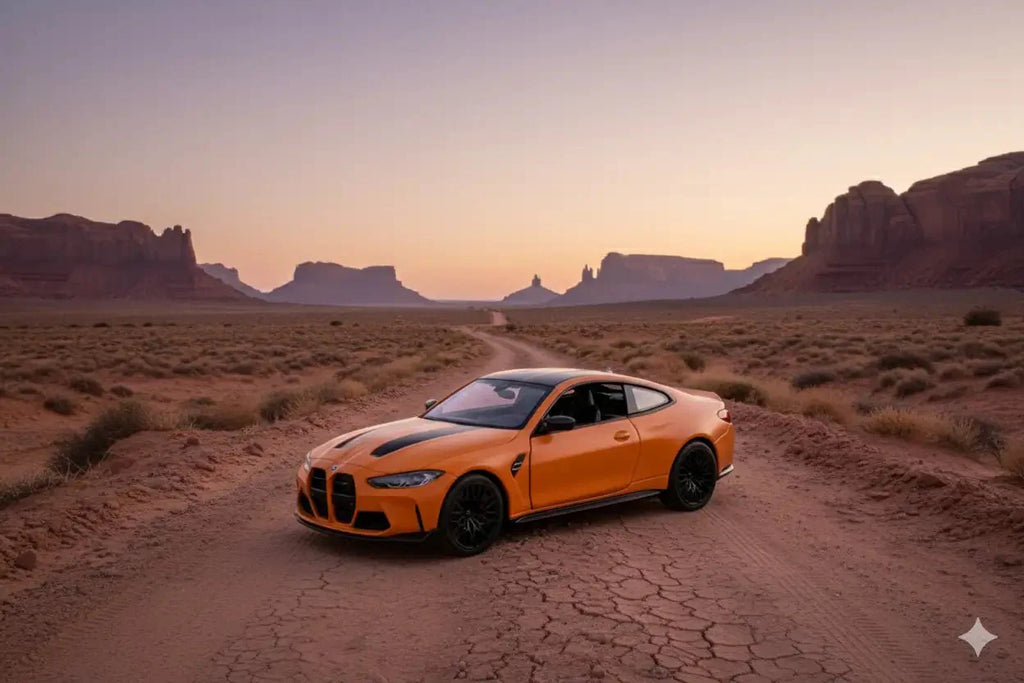 D-Power 1:36 Diecast BMW M4 CSL 2023 – Matte Orange, Pull Back, Collectible Sports Car Model