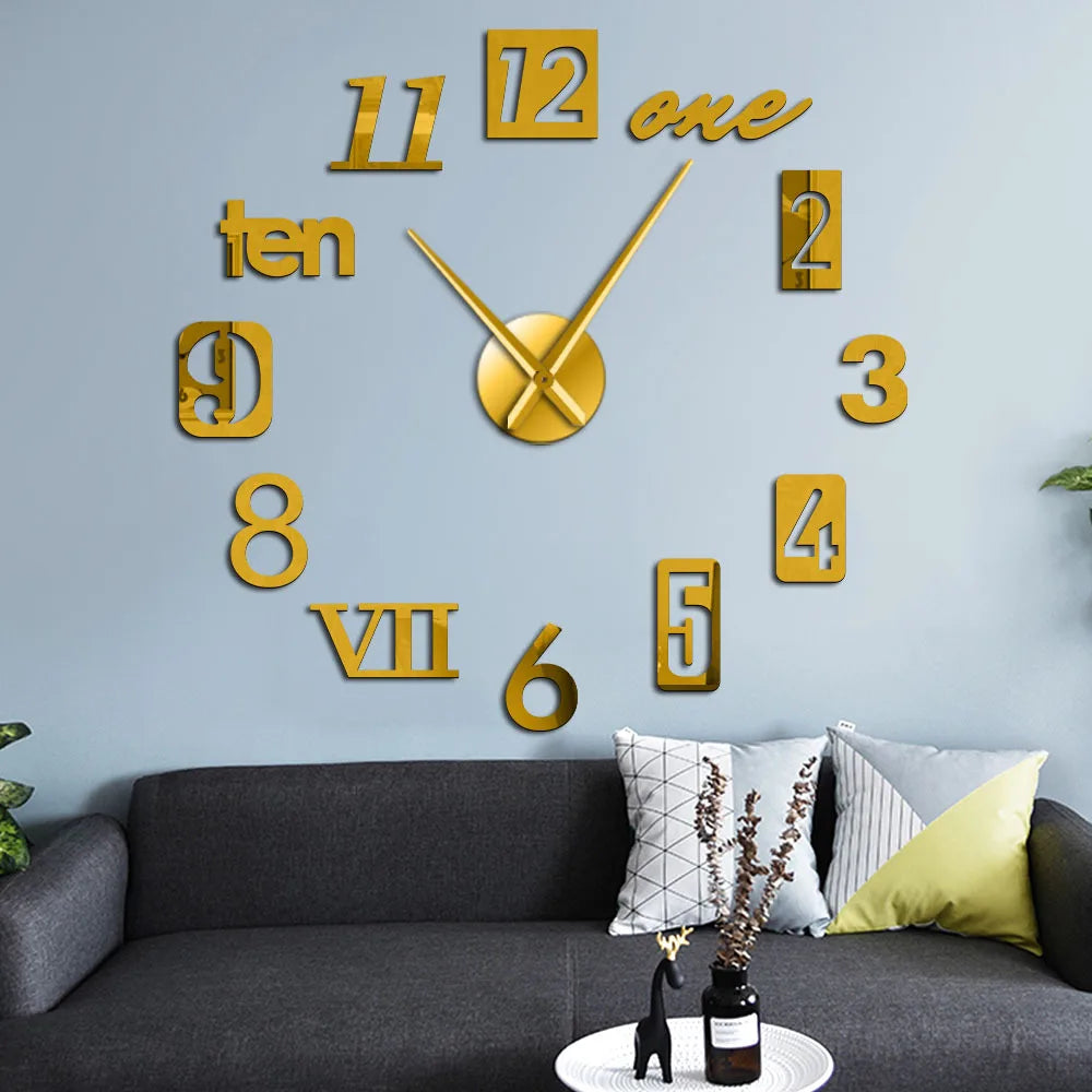Decorative Wall Clock with Roman Numerals – Silent Quartz Clock for Modern Interiors