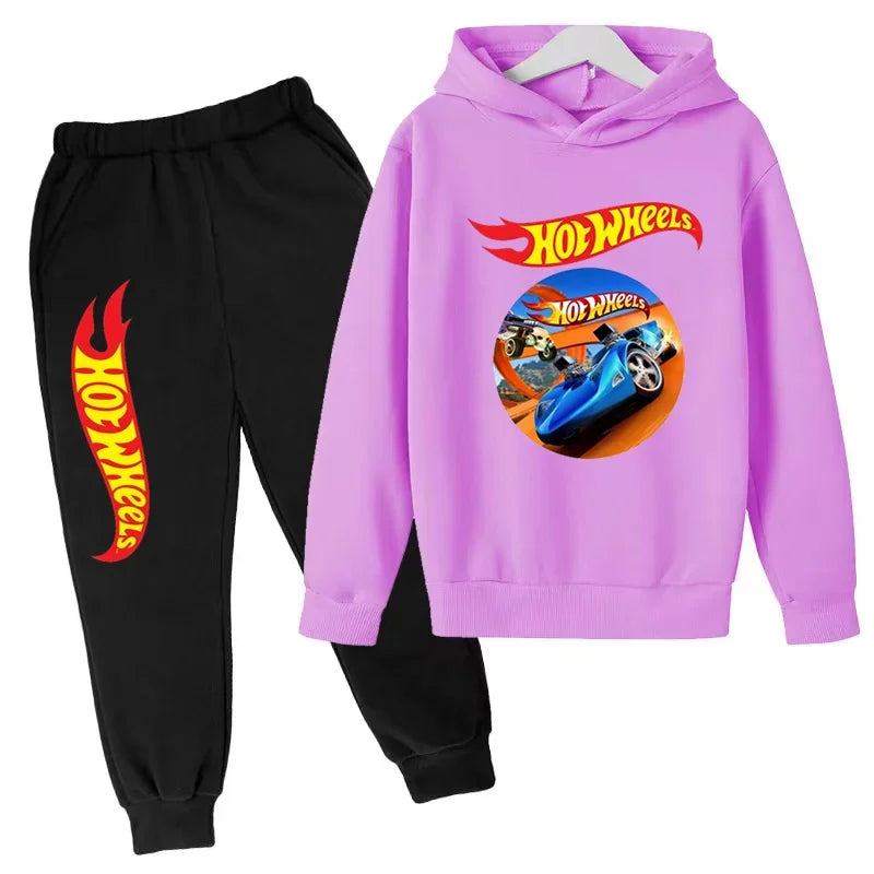 Kids Hot Wheels Printed Hoodie & Joggers Set