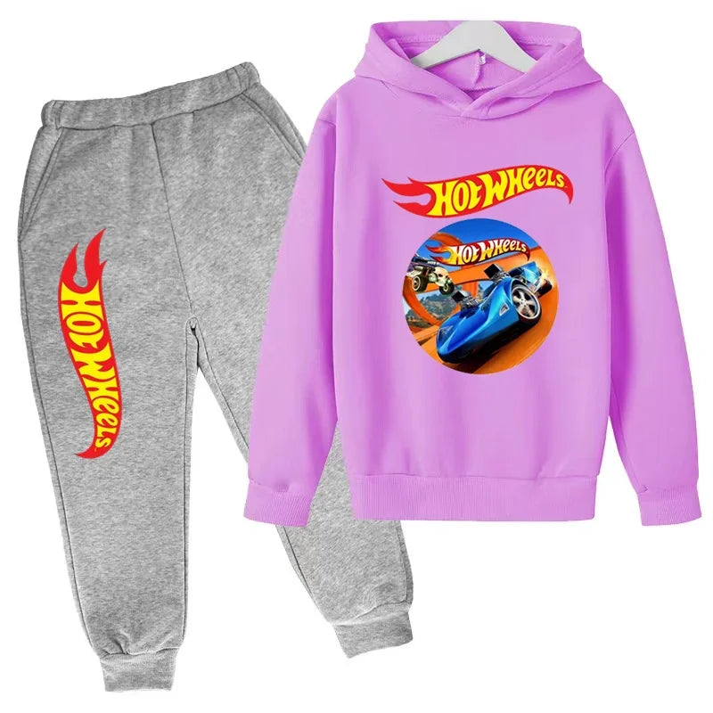 Kids Hot Wheels Printed Hoodie & Joggers Set