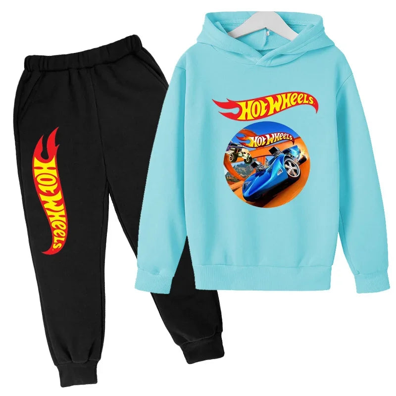 Kids Hot Wheels Printed Hoodie & Joggers Set