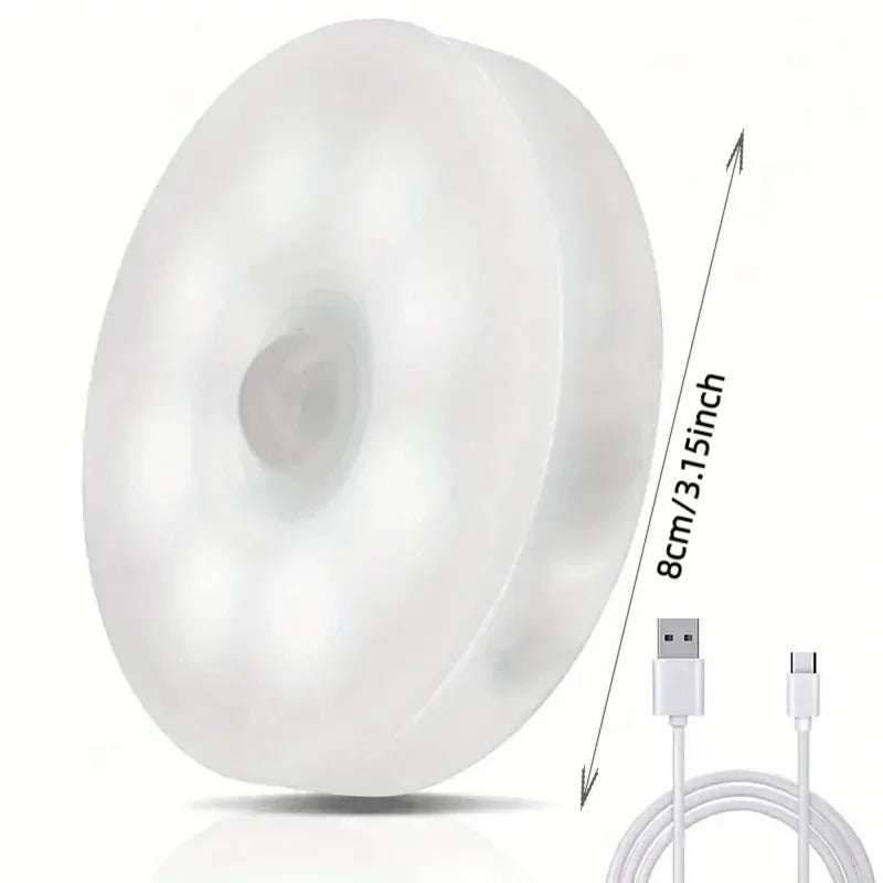 Motion Sensor LED Night Light USB Rechargeable Closet Light Auto On Hands Free Infrared Sensor