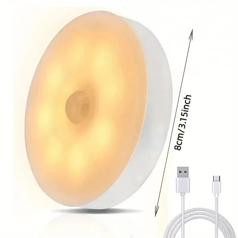 Motion Sensor LED Night Light USB Rechargeable Closet Light Auto On Hands Free Infrared Sensor
